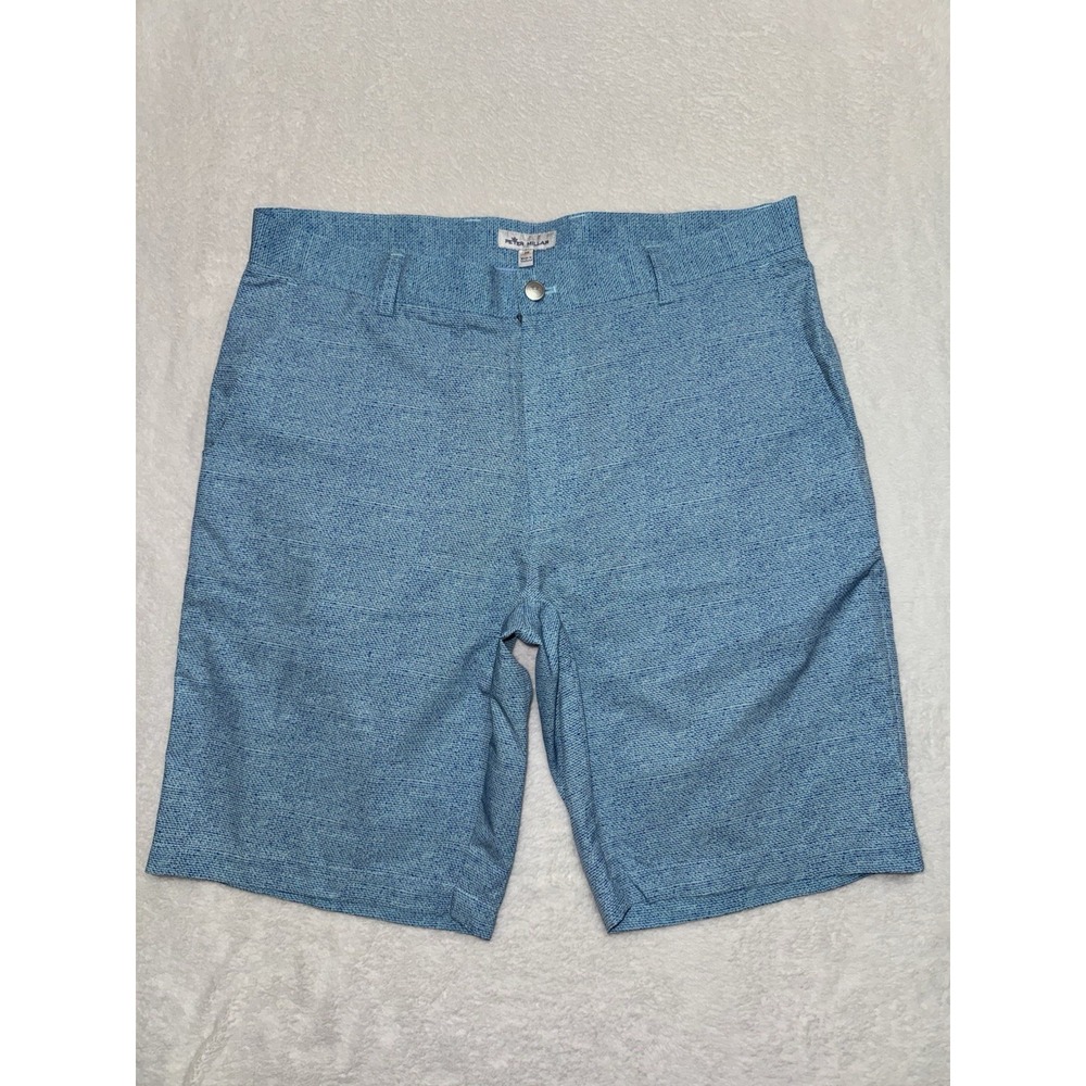 Peter Millar Men's Shorts Flat Front Golf Polyester Blend Blue Size 35